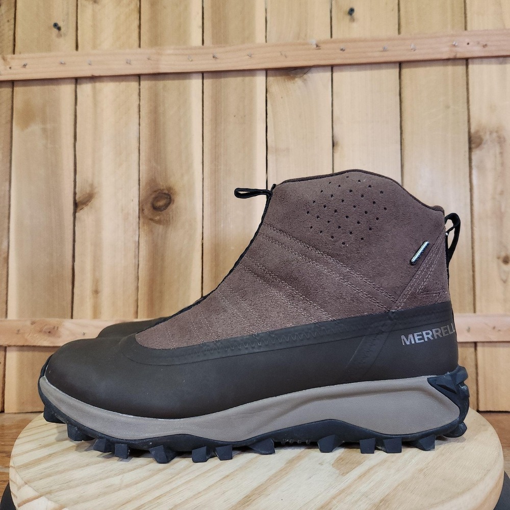 Merrell Thermo Snowdrift Zip Mid Shell Boots Mens 13 Brown Waterproof Winter